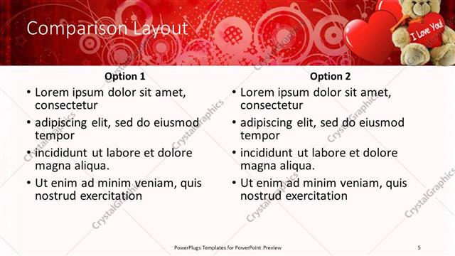 Comparison presentation slide layout