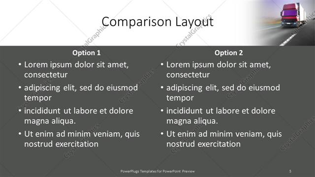 Comparison presentation slide layout
