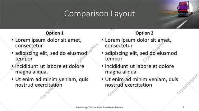 Comparison presentation slide layout