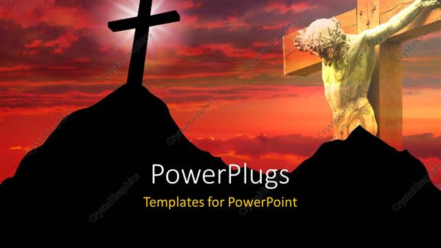  Presentation with crucifix - A big wooden cross of Jesus Christ and another on a mountain