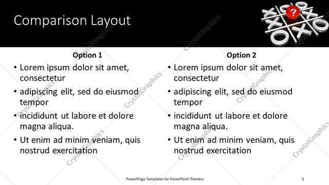 Comparison presentation slide layout