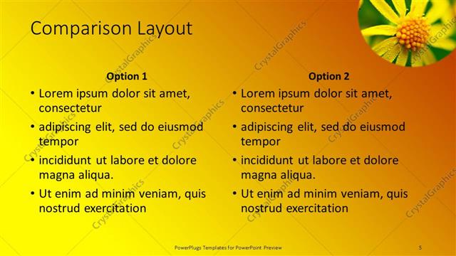 Comparison presentation slide layout
