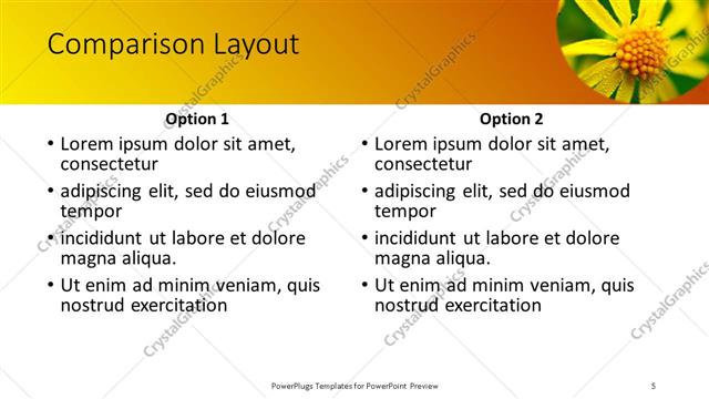 Comparison presentation slide layout
