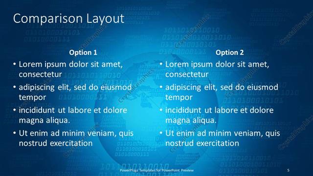 Comparison presentation slide layout