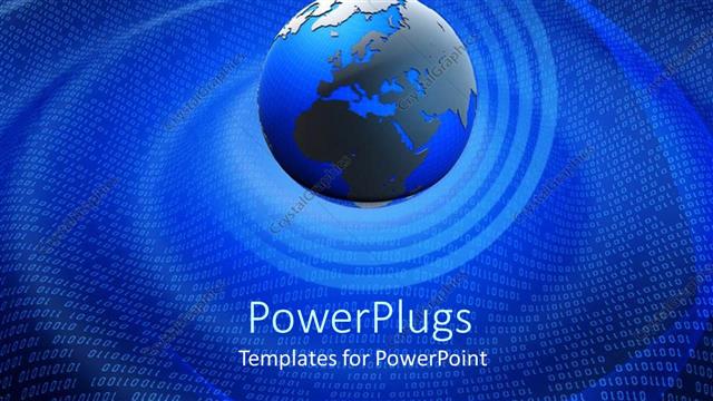  Presentation with binary blue - Binary code swirling around globe, Earth, world, blue background