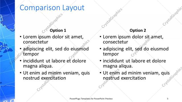 Comparison presentation slide layout
