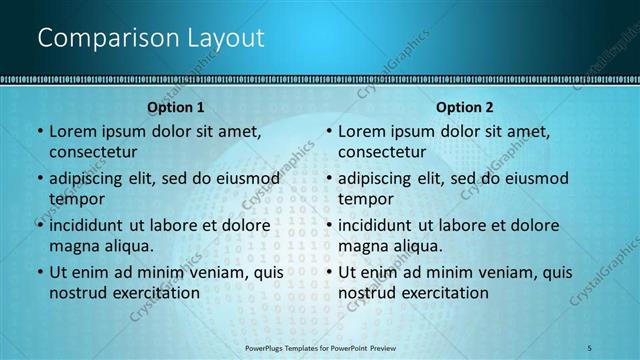 Comparison presentation slide layout