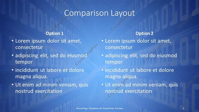 Comparison presentation slide layout