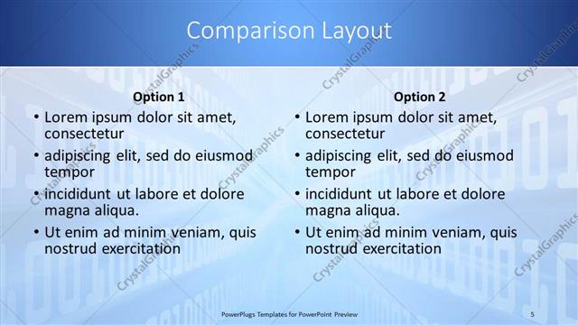 Comparison presentation slide layout