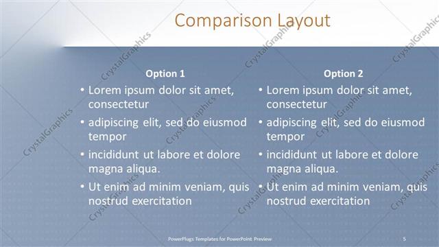 Comparison presentation slide layout
