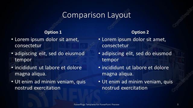 Comparison presentation slide layout