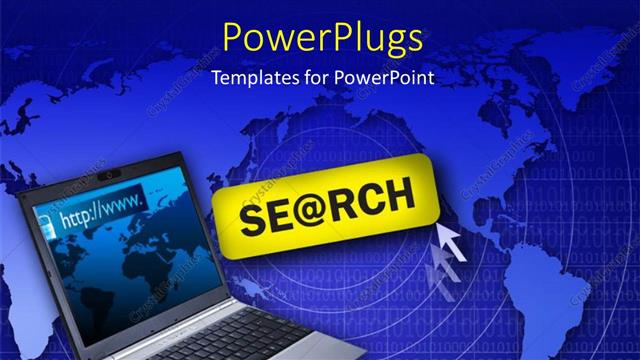  Presentation with search - Binary digits in background with laptop over world map