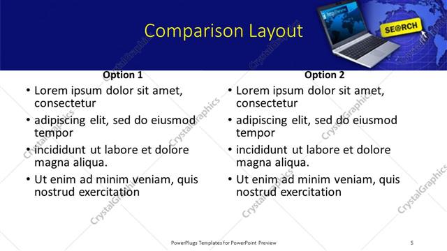 Comparison presentation slide layout