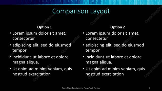 Comparison presentation slide layout
