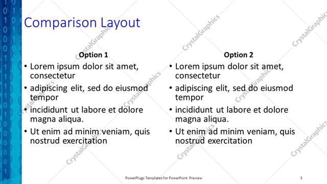Comparison presentation slide layout