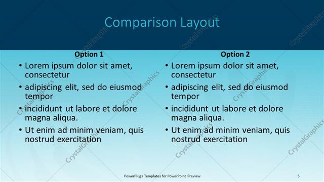 Comparison presentation slide layout