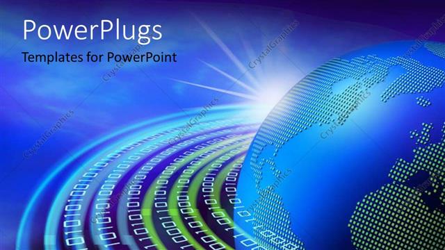  Presentation with binary blue - Binary digits forming concentric circles round blue earth globe