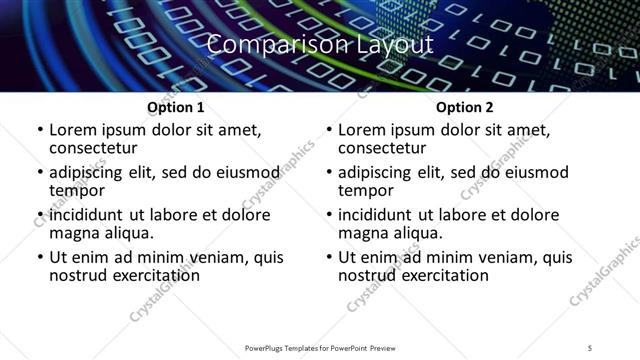 Comparison presentation slide layout