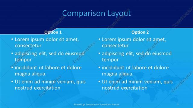 Comparison presentation slide layout