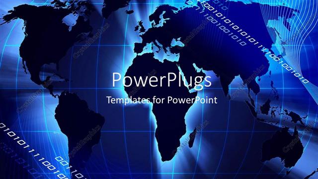  Presentation with glow - Binary digits with light glow on world map with abstract line folds