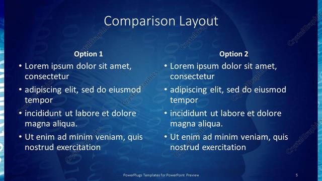 Comparison presentation slide layout