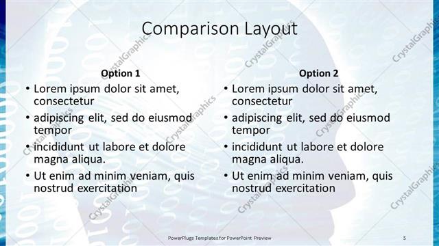 Comparison presentation slide layout