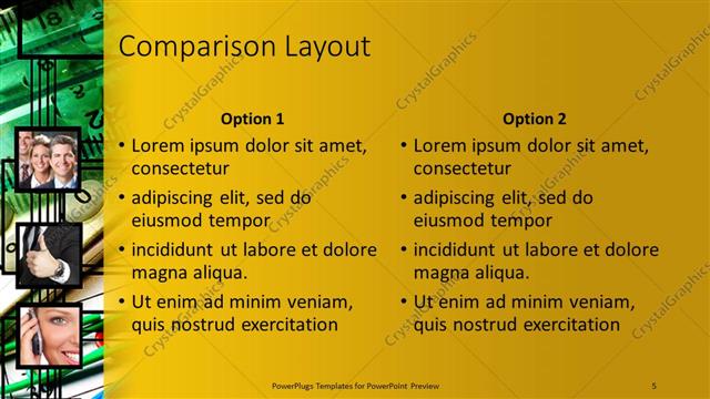 Comparison presentation slide layout