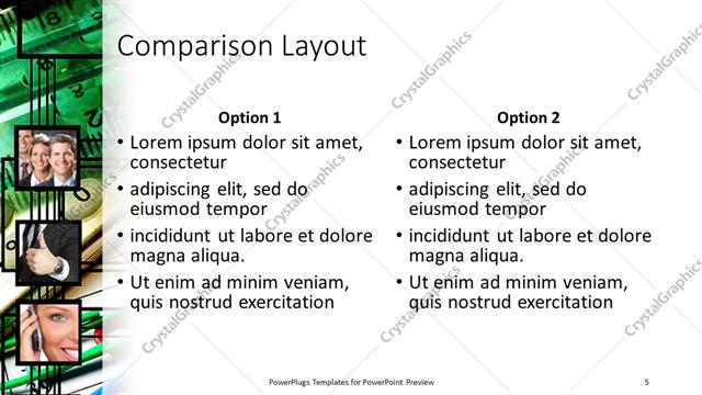Comparison presentation slide layout