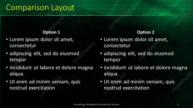 Comparison presentation slide layout