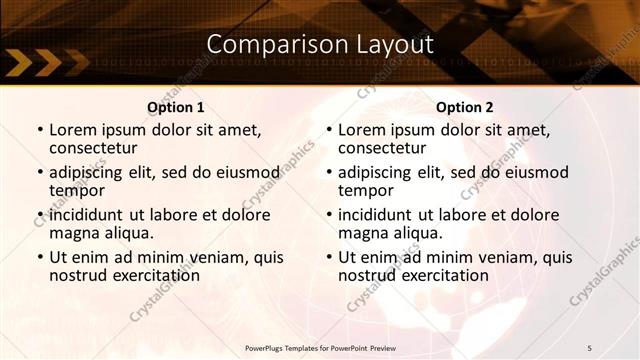 Comparison presentation slide layout