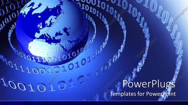 Presentation with binary blue - Binary numbers form circles around earth globe on blue background?