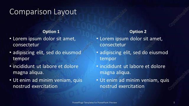 Comparison presentation slide layout