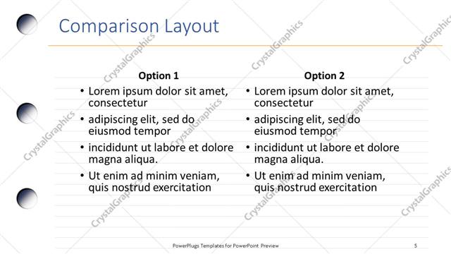 Comparison presentation slide layout