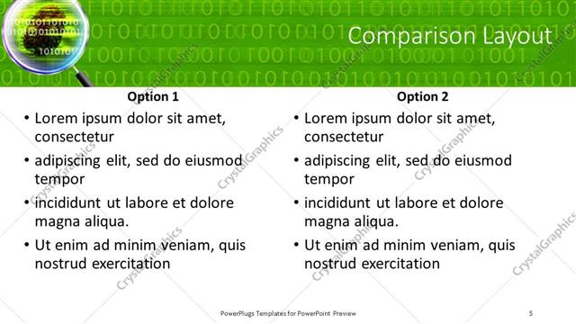 Comparison presentation slide layout