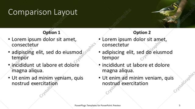 Comparison presentation slide layout