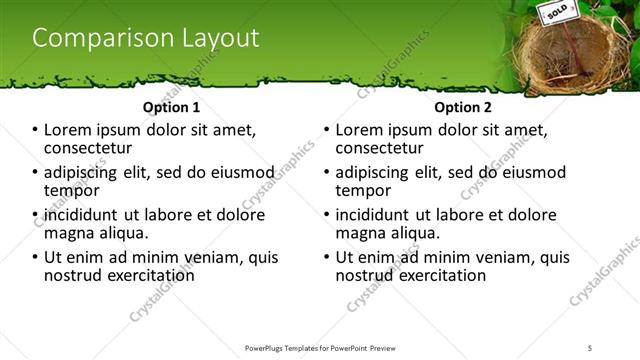 Comparison presentation slide layout
