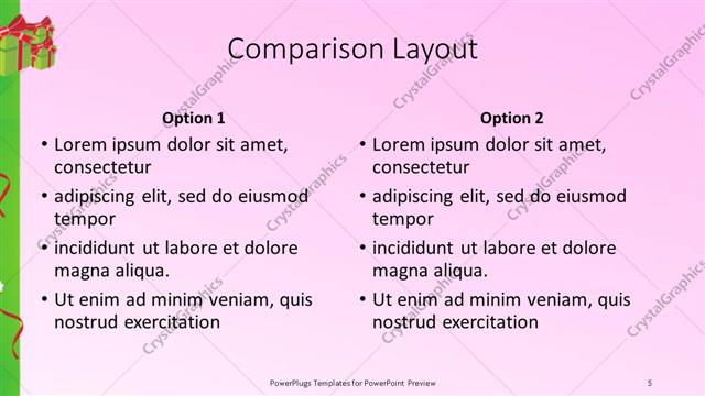 Comparison presentation slide layout
