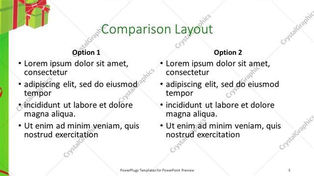 Comparison presentation slide layout