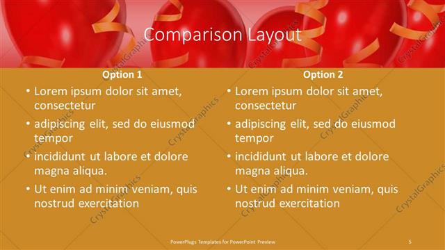 Comparison presentation slide layout