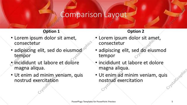 Comparison presentation slide layout
