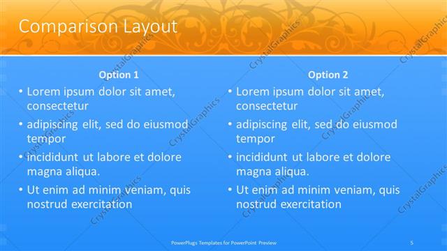 Comparison presentation slide layout