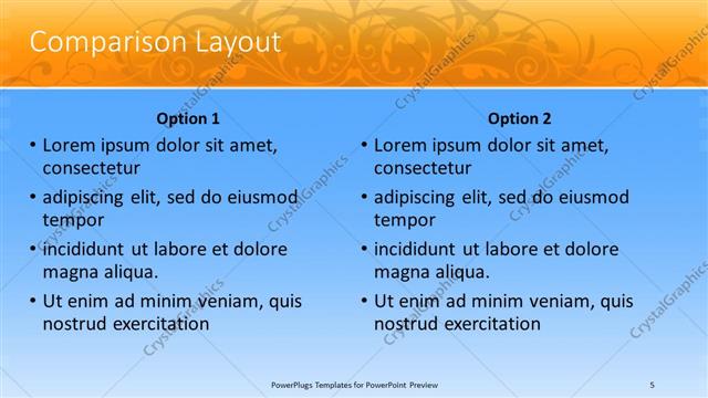 Comparison presentation slide layout