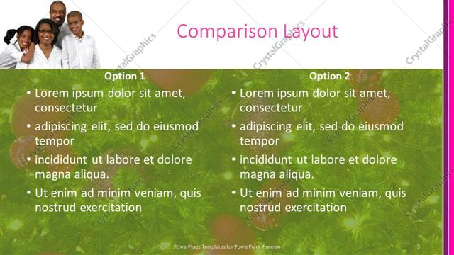Comparison presentation slide layout