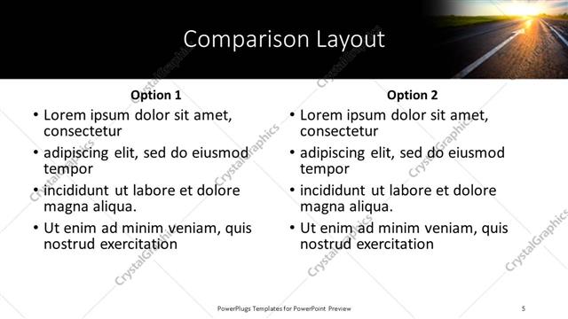 Comparison presentation slide layout