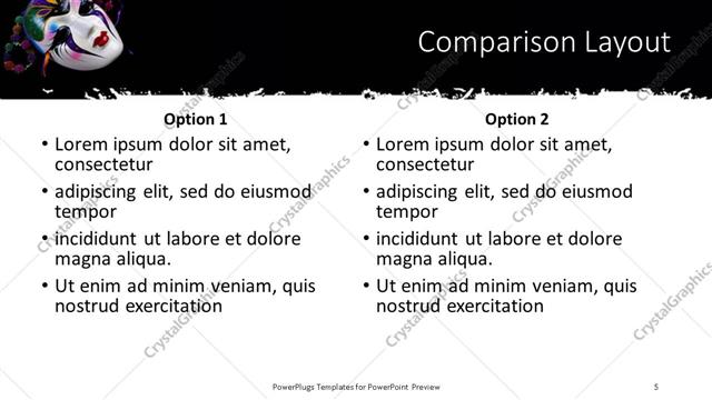 Comparison presentation slide layout