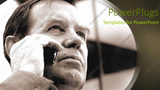  Presentation with black business - A black background with a man on the phone in a circle