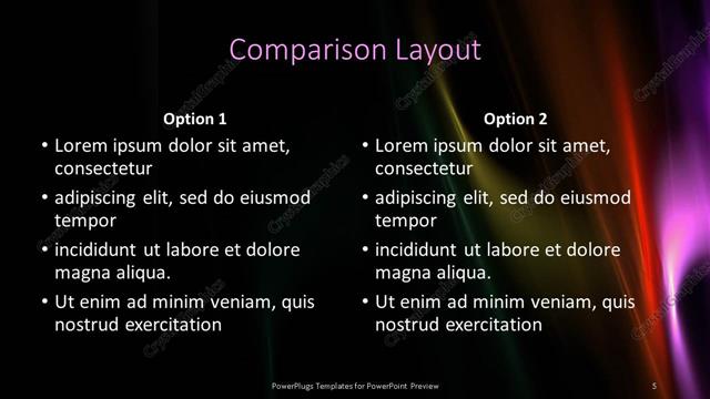 Comparison presentation slide layout
