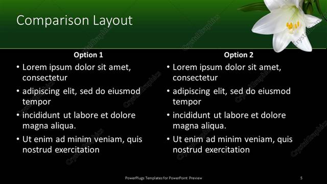 Comparison presentation slide layout