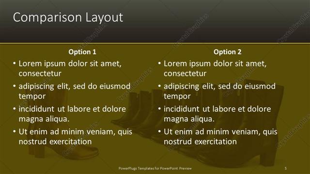 Comparison presentation slide layout