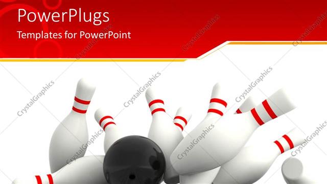  Presentation with bowling - Black bowling ball in motion makes exact hit on bowling pins